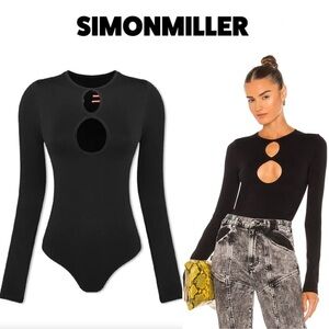 Simon Miller Asio Thong Bodysuit in Black M/L 215$